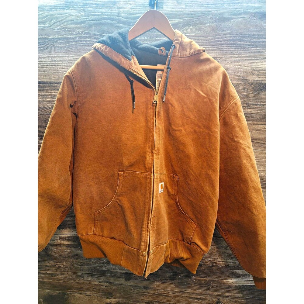 Carhartt Women's Brown Hooded Full Zip Lined Jacket Pockets L Regular WJ130